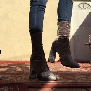 Block heeled booties